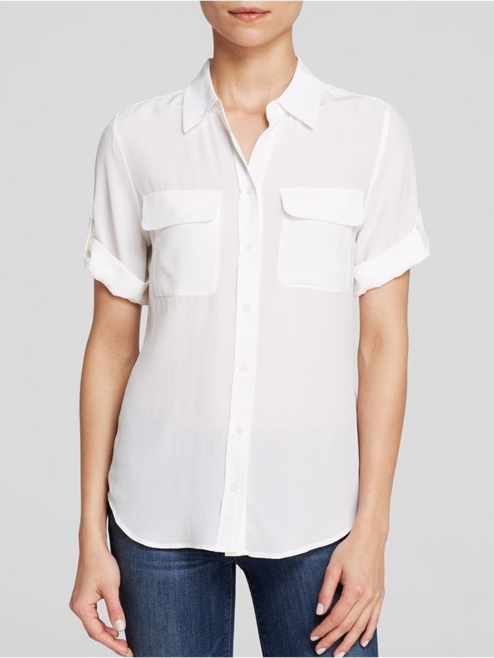 NEW 100 SILK EQUIPMENT FEMME short sleeve utility button up shirt
